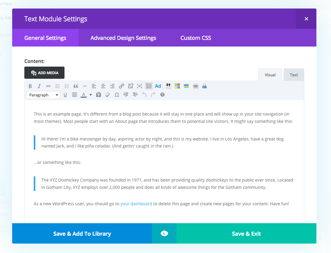 Divi text module